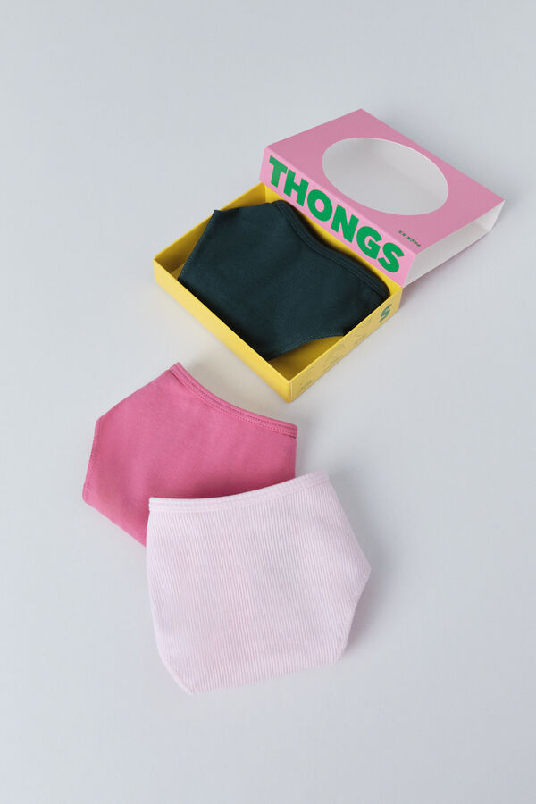 HI&BYE Pacote com 3 tangas em verde, rosa e fúcsia rosa