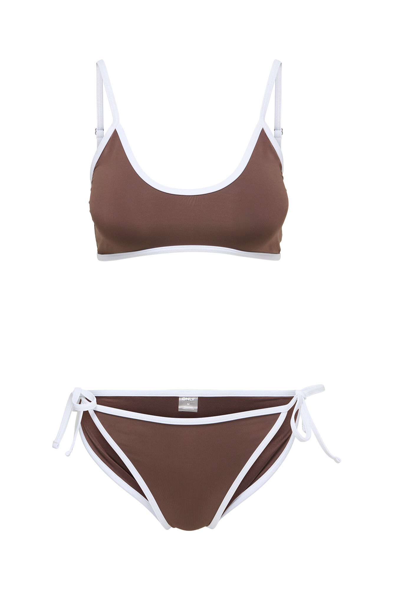 Only Conjunto de bikini contraste marr&oacute;n