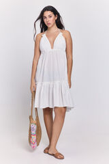 Pieces Robe de plage en coton dos nu blanc