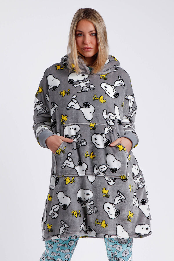 Admas Snoopy Women's Blanket Bathrobe grey