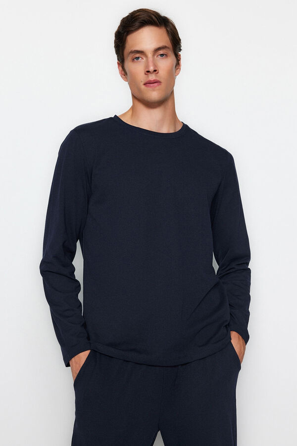 Trendyol Regular fit pyjamas set in navy blue  Plava