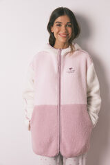 Women'secret Raznobojni kućni ogrtač od ovčije kože sa kapuljača Roze