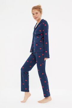 Trendyol Conjunto pijama camisero azul corazones&nbsp;&nbsp; azul
