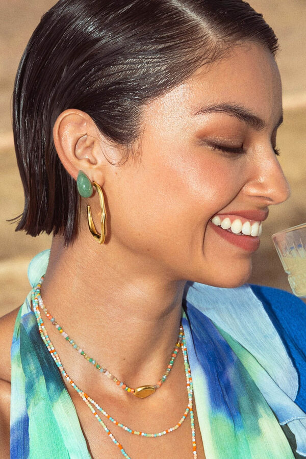 Singularu Vergoldete Ohrringe aus Kiefernholz mit Print