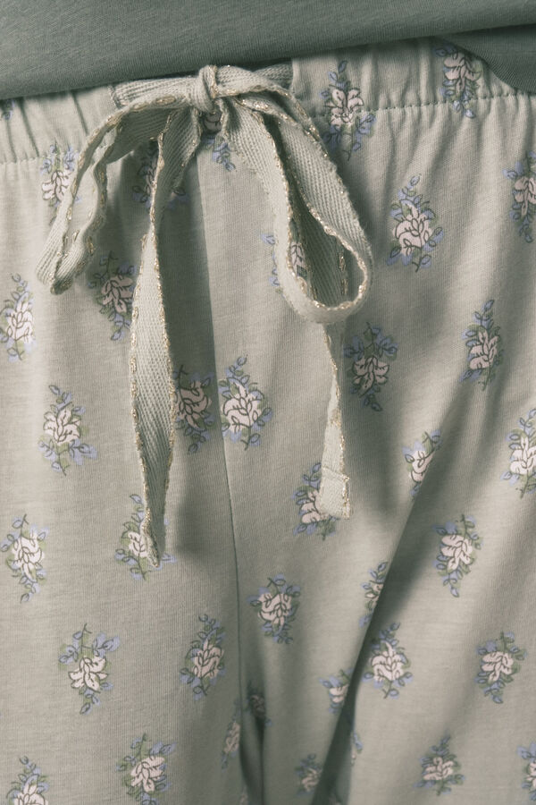 Women'secret Duga pidžama sa cvetnim pantalonama Kaki