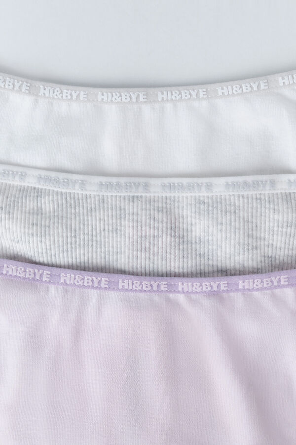 HI&BYE Pakovanje od 3 bele, sive i ružičaste tange Print