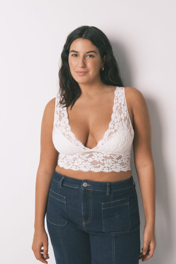 Women'secret Bež grudnjak sa halter od čipka Bež