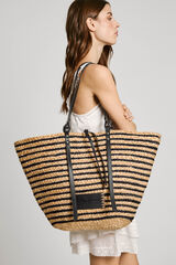 Pepe Jeans Bolso tote de yute con rayas  negro