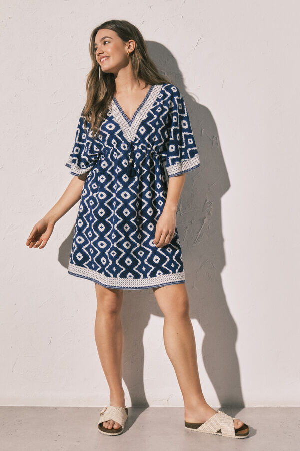 Women'secret Plava kratka haljina sa printom Print