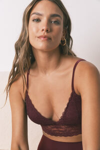 Women'secret BRALETTE GRUDNJAK bordo čipka trouglasti brusnik