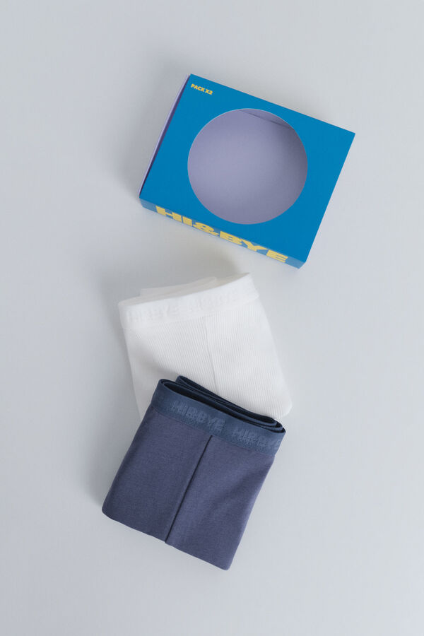 HI&BYE Paket od 2 plavo-bele gaće Print