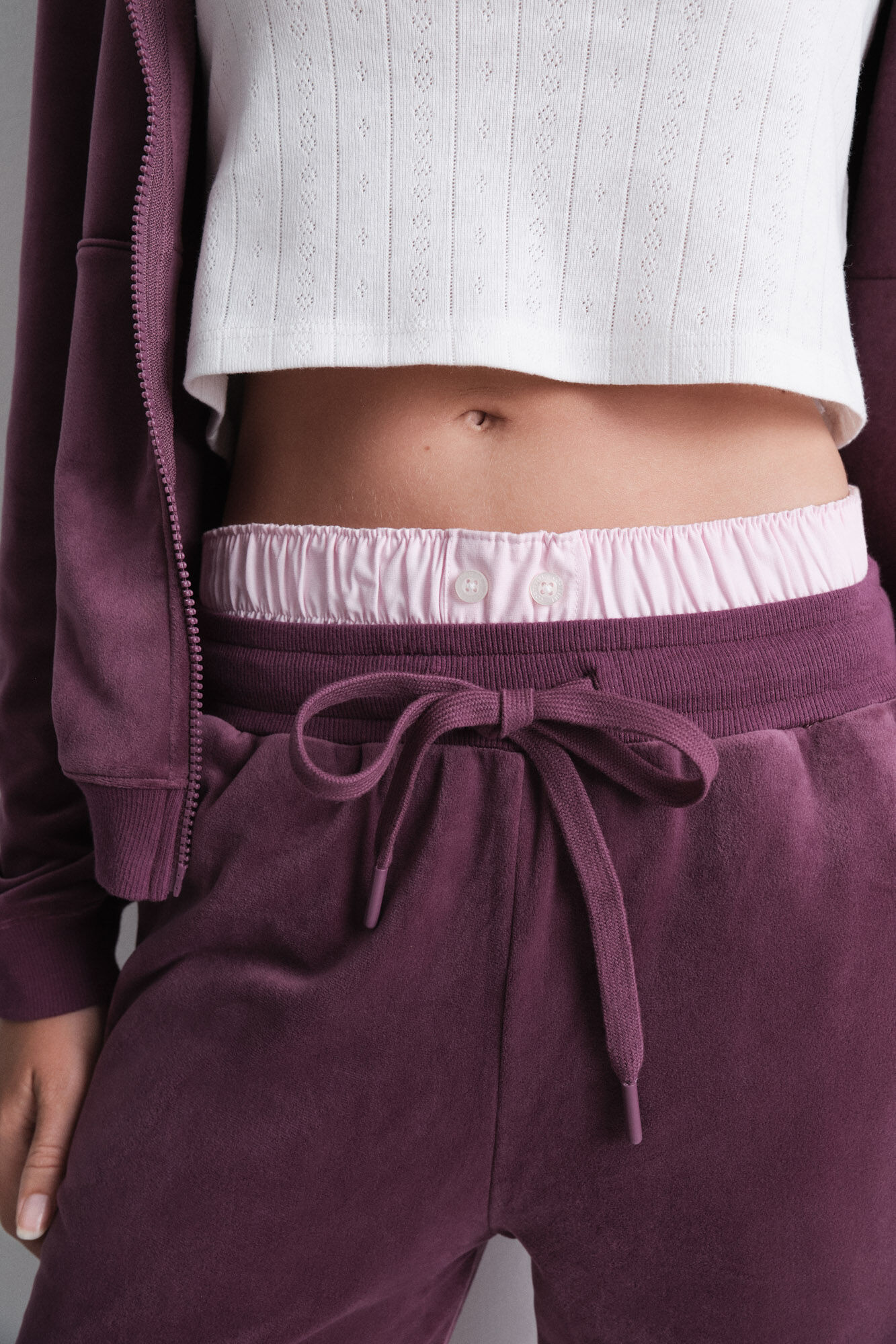 HI&BYE Cal&ccedil;a de veludo vinho macio