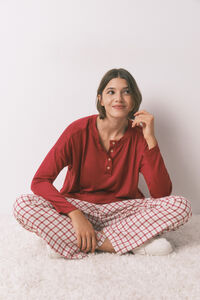 Women'secret Crvena majica dugog rukava i imitacijom antilopa