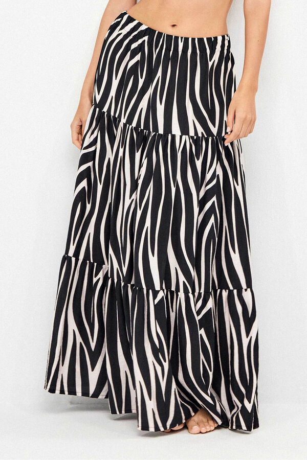 Gisela Jupe longue imprim&eacute; z&egrave;bre blanc