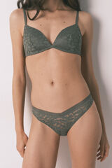 Women'secret Kaki klasične čipkaste gaćice V-izrezanog struka Kaki