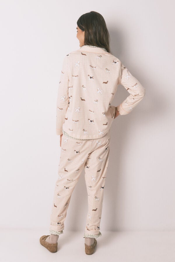 Women'secret 100% pamučna duga sa printom pruga i kuca ko&scaron;ulja pidžama Narandžasta