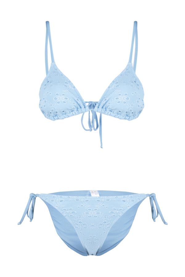 Trendyol Conjunto de bikini triangular brocado azul