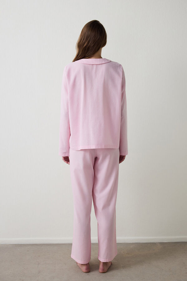 Penti Pinkish Stripes Ls Shirt Pant Set pink