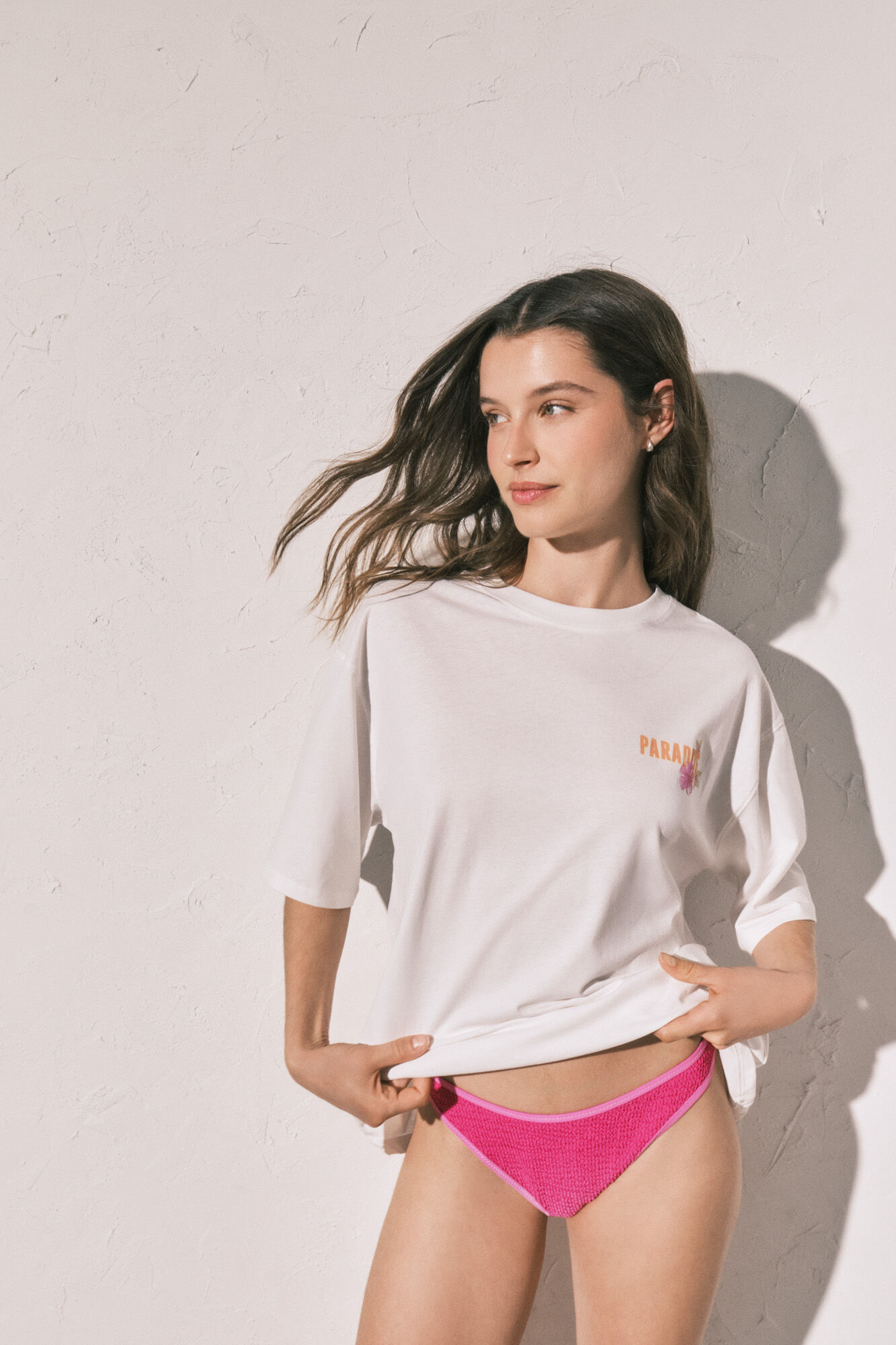 Women'secret Camiseta oversize algod&oacute;n blanca