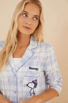 Womensecret Camisa de dormir manga comprida Snoopy quadrados azul