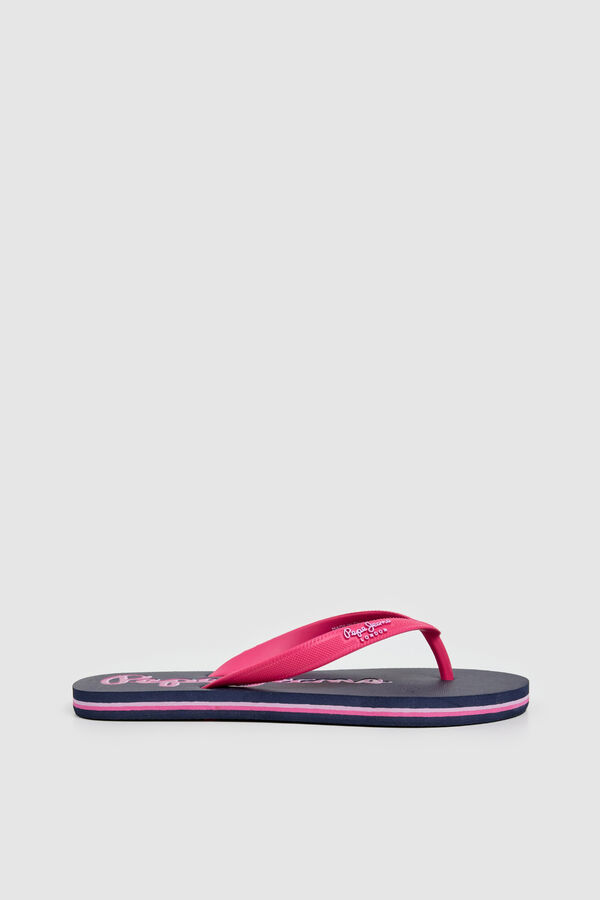 Pepe Jeans Chinelos de tiras largas com sola &agrave;s riscas rosa