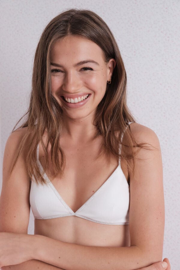 HI&BYE Beli pamučni trouglasti grudnjak sa uklonjivim korpe Bela