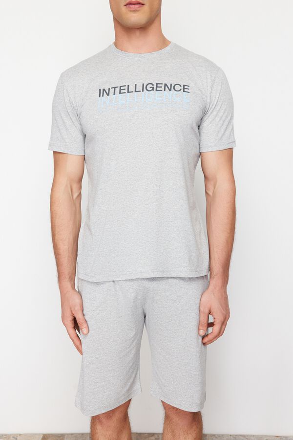 Trendyol Conjunto de pijama corto liso gris