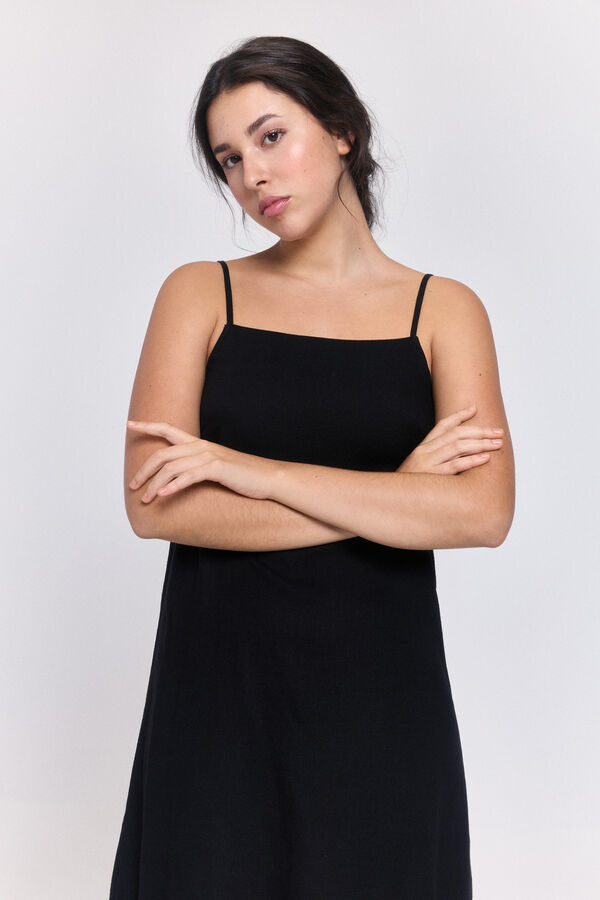 Pieces Vestido tirantes b&aacute;sico negro