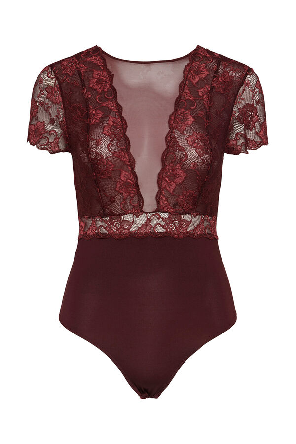 Pieces Body de encaje rojo