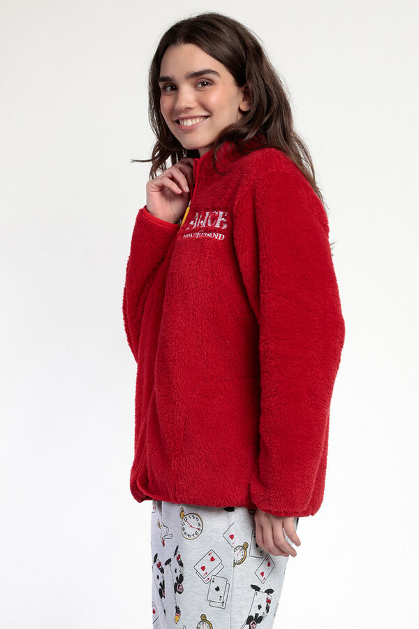 Admas Bata corta borrego Alicia Wonderland para mujer rojo