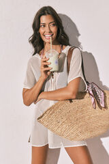 Women'secret Bež kratka mrežasta tunika sa kapuljačom Bež