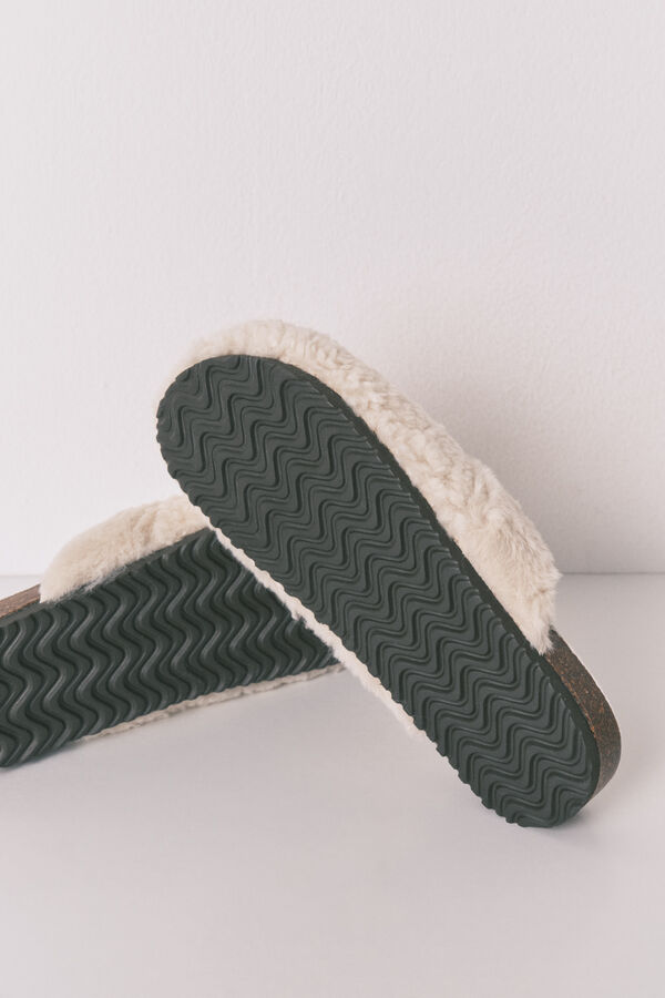 Women'secret Bež papuče od ovčje janjeća koža Bež