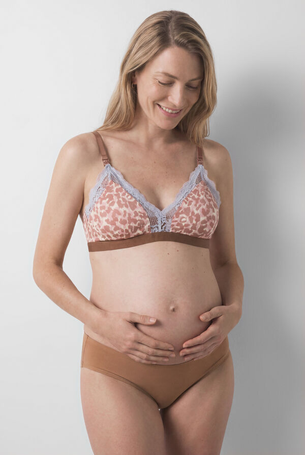 Women'secret Trouglasti grudnjak za materinstvo sa životinjskim printom NATURAL Braon