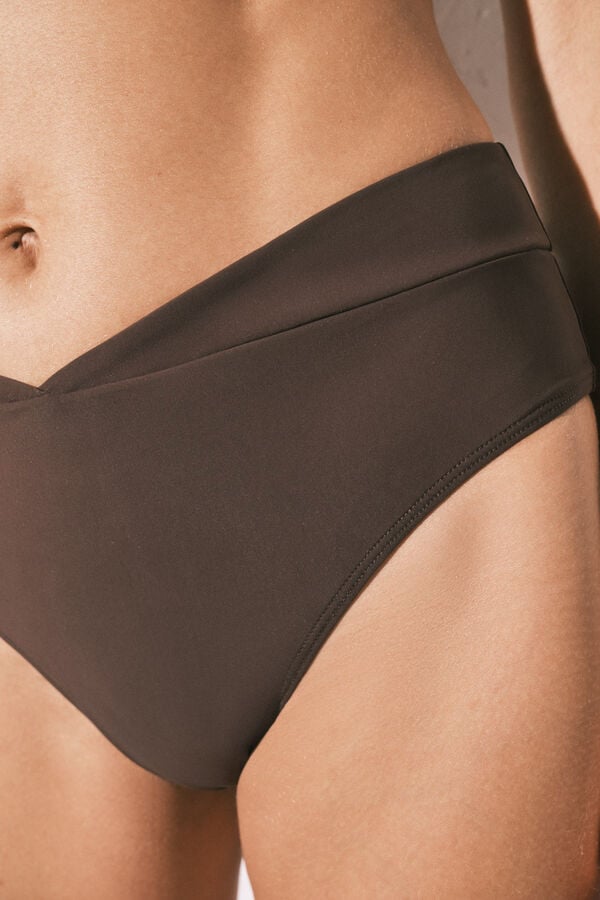 Women'secret Braon donji deo bikinija visokog struka Braon