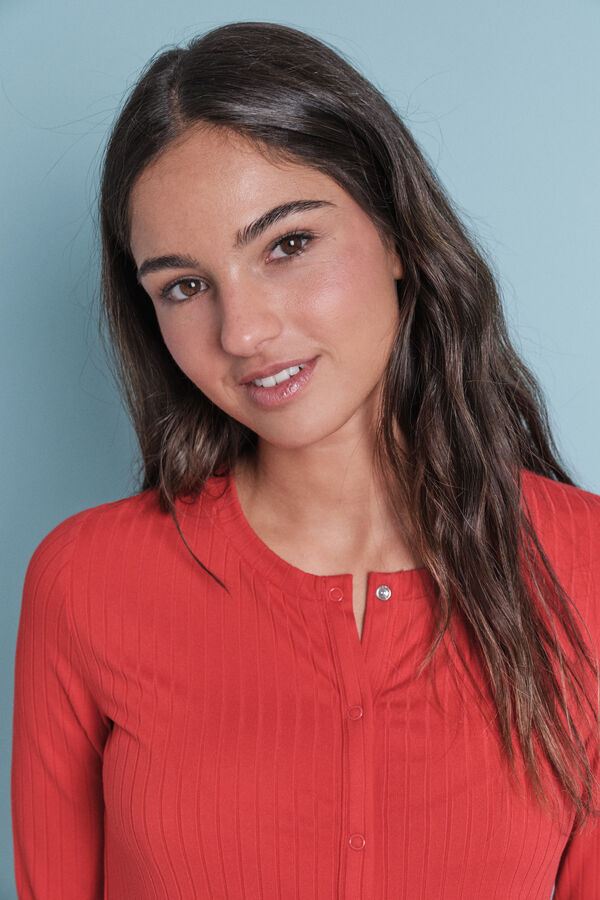 HI&BYE Duga crvena pidžama od rebraste tkanine Crvena