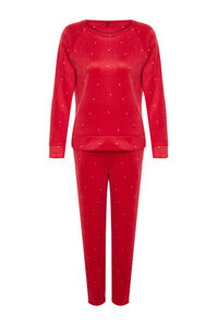Trendyol Conjunto pijama polar rojo lunares&nbsp;