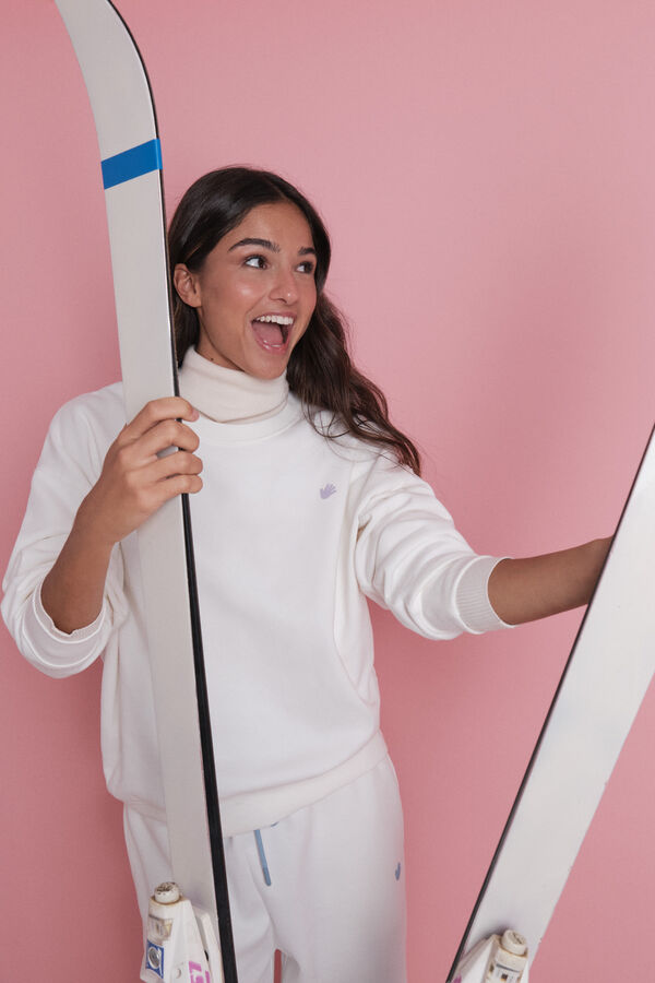 HI&BYE Bela flis duks sa logo Bež