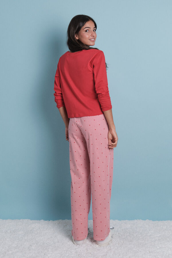 HI&BYE Duga pidžama pidžama sa crvenim pruge od 100% pamuka  Crvena