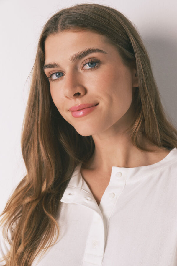 Women'secret Vrećasta bela majica dugi rukav Bela