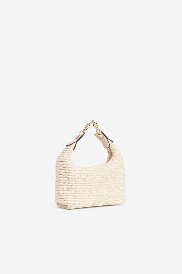 Vilanova Bolso con efecto paja y cadena marfil