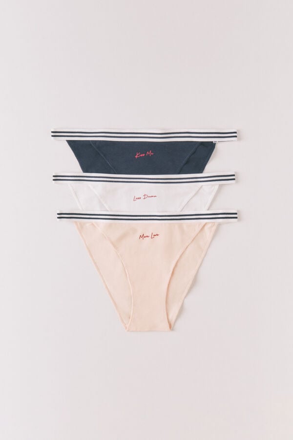 Women'secret Set od 3 komada pamučnih klasičnih gaćica sa natpisom Print