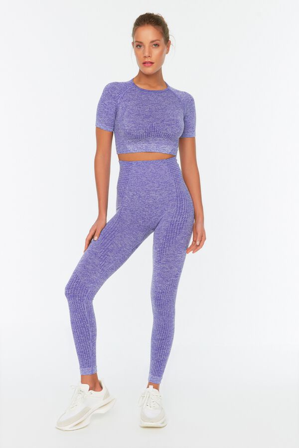 Trendyol Legging desportivo comprido cintura alta mesclado rosa
