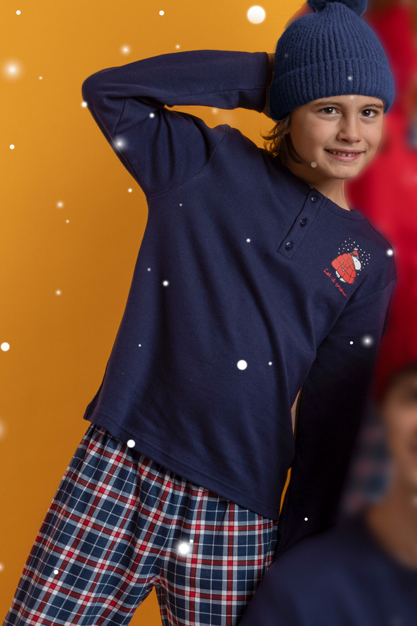 Admas Pijama infantil comprido Snoopy xadrez 100% algod&atilde;o