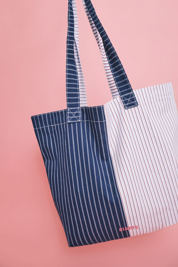 HI&BYE Plava torba shopper sa printom na pruge Plava