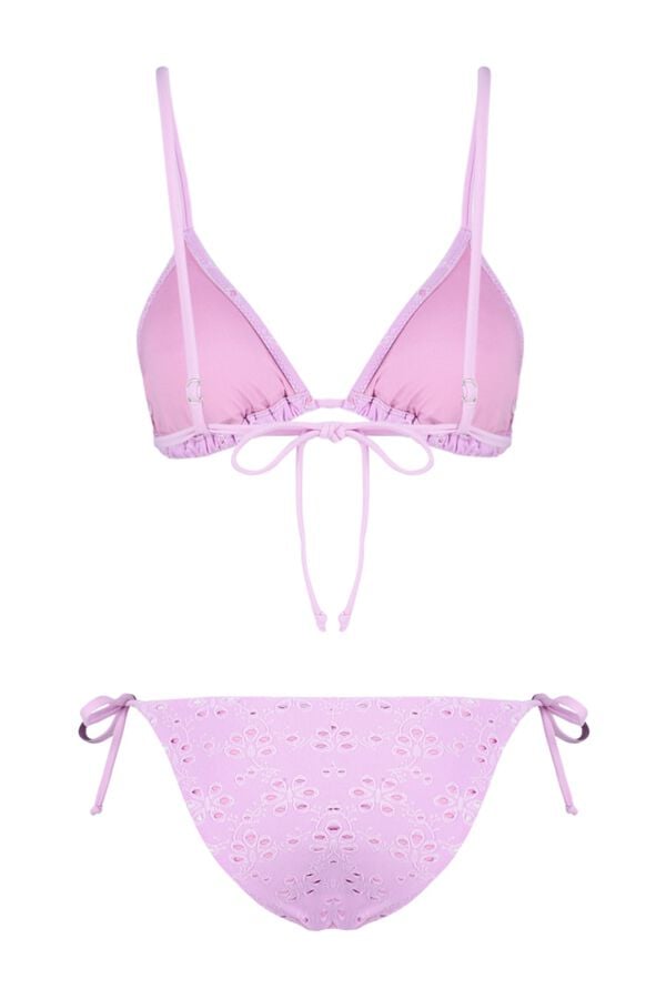 Trendyol Conjunto de bikini triangular brocado rosa