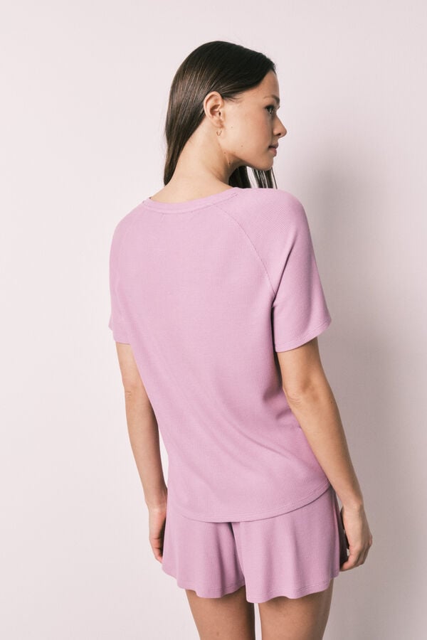 Women'secret Roze kratka pidžama od vafl tkanja Roze