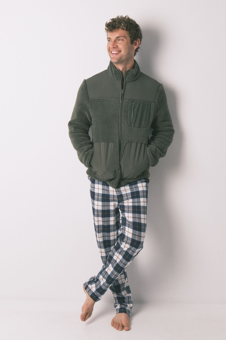 Bata corta hombre borreguito verde