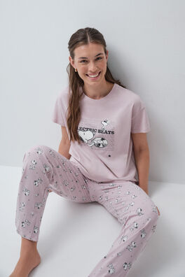 Pijama largo algodón Snoopy rosa