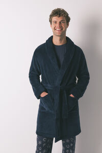 Women'secret Bata midi hombre polar azul 