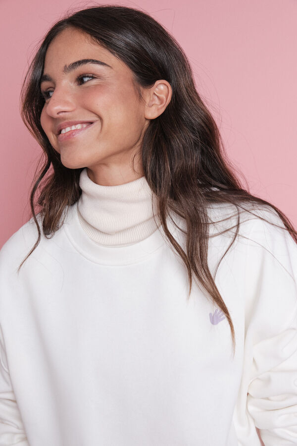 HI&BYE Bela flis duks sa logo Bež